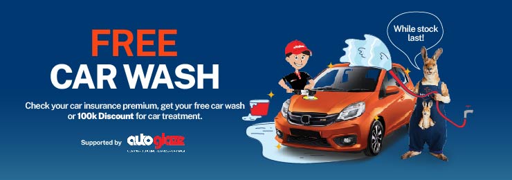 Receive a free Autoglaze voucher worth IDR 100,000 by getting car insurance quotation online at roojai.co.id