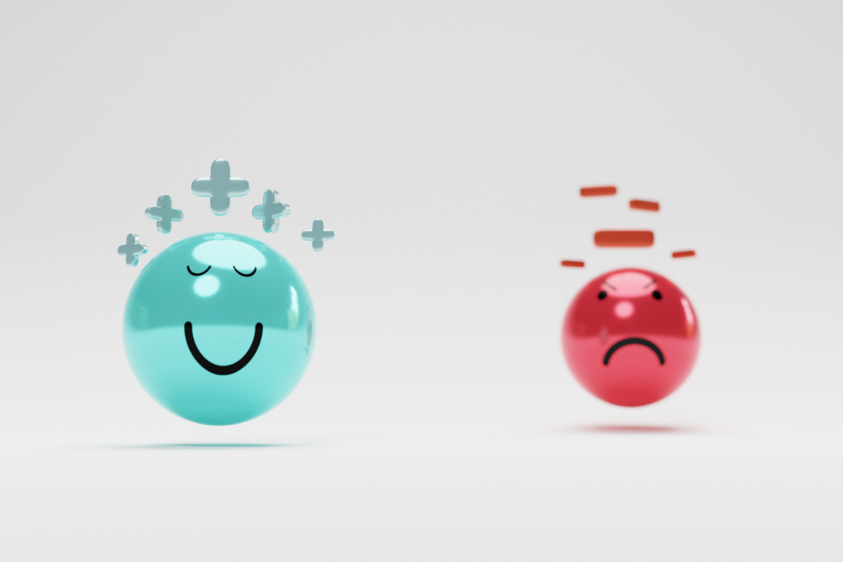 emoji wajah menggambarkan reaksi positif dan negative